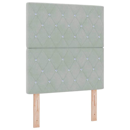 Led Sengegavl Med Led -strimmellys Argyle Lysegrå 80 Cm Fløjl - Billede 2