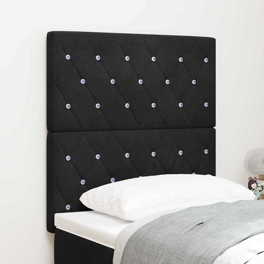 Led Sengegavl Med Led -strimmellys Argyle Sort 80 Cm Fløjl - Hovedbillede