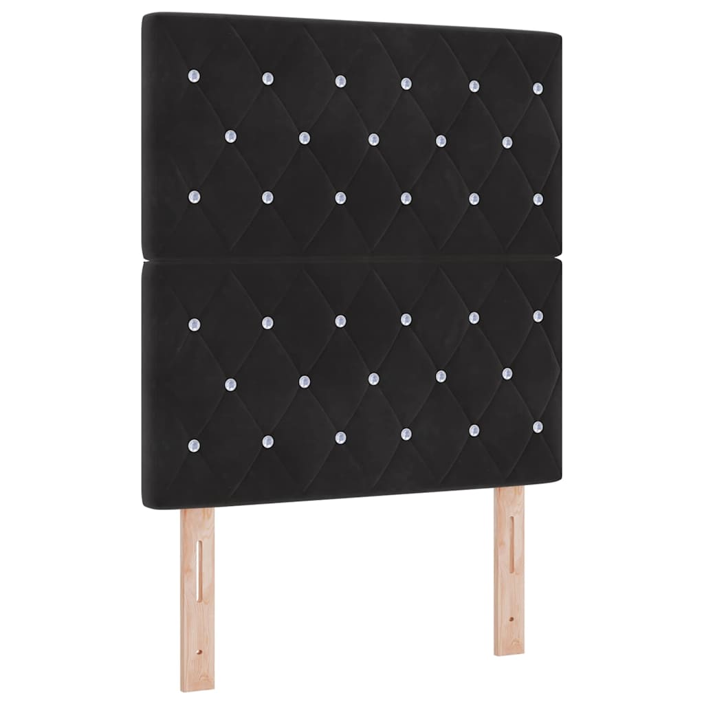 Led Sengegavl Med Led -strimmellys Argyle Sort 80 Cm Fløjl - Billede 2