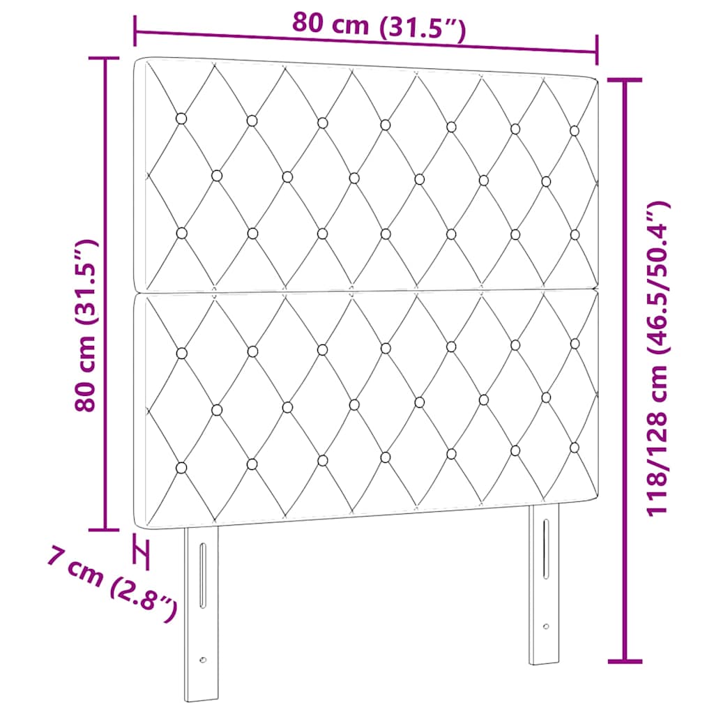 Led Sengegavl Med Led -strimmellys Argyle Sort 80 Cm Fløjl - Billede 9