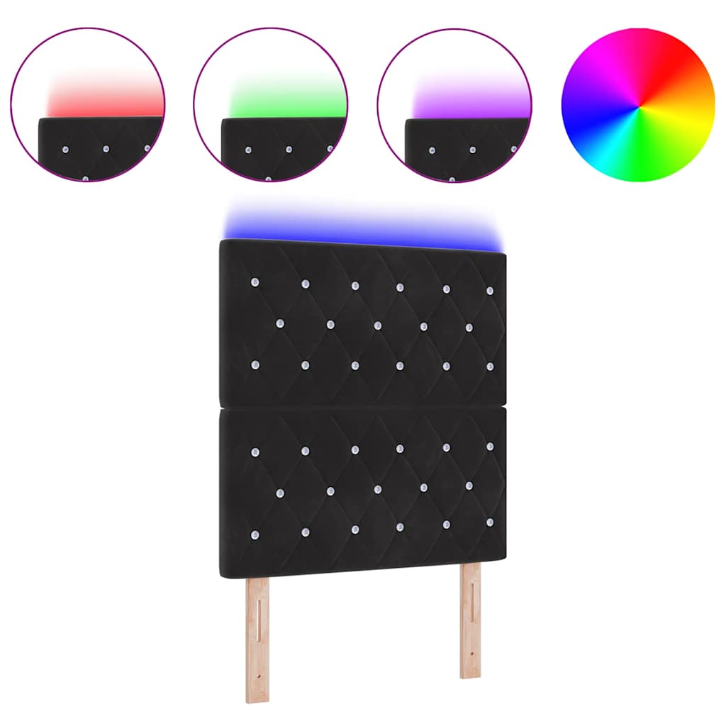 Led Sengegavl Med Led -strimmellys Argyle Sort 80 Cm Fløjl - Billede 3