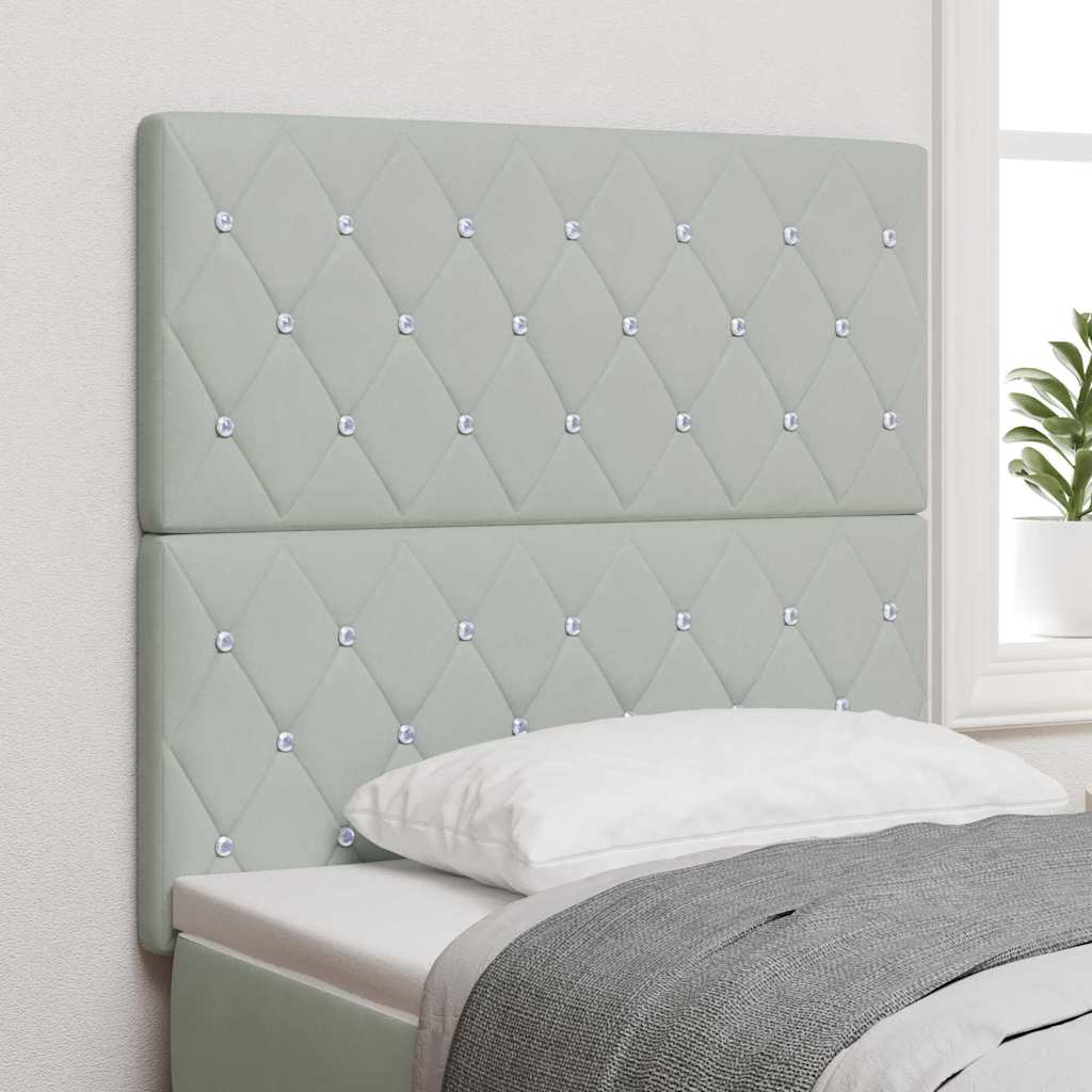 Led Sengegavl Med Led -strimmellys Argyle Lysegrå 100 Cm Fløjl - Hovedbillede