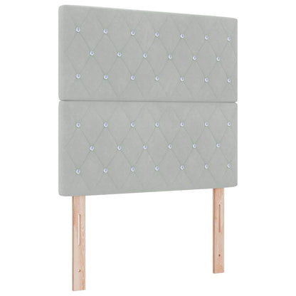 Led Sengegavl Med Led -strimmellys Argyle Lysegrå 100 Cm Fløjl - Billede 2