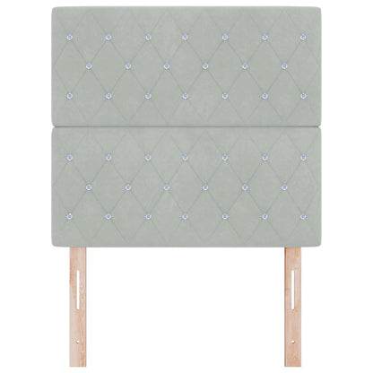 Led Sengegavl Med Led -strimmellys Argyle Lysegrå 100 Cm Fløjl - Billede 5