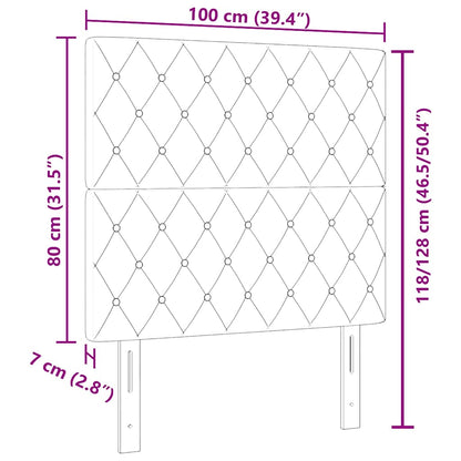 Led Sengegavl Med Led -strimmellys Argyle Lysegrå 100 Cm Fløjl - Billede 9