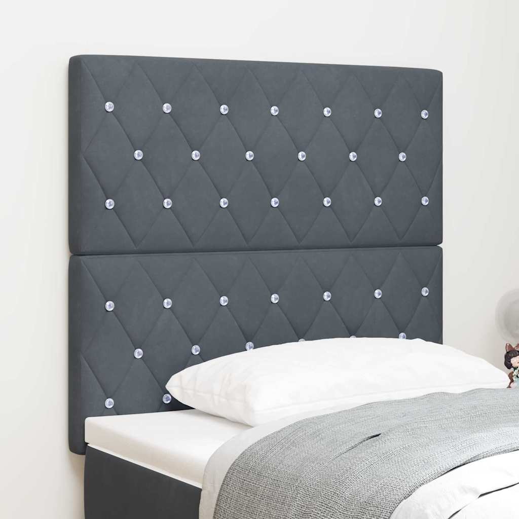 Led Sengegavl Med Led -strimmellys Argyle Mørkegrå 100 Cm Fløjl - Hovedbillede