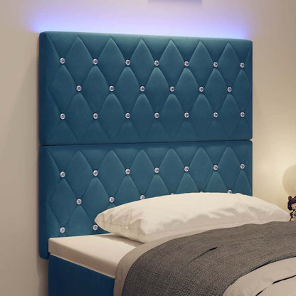 Led Sengegavl Med Led -strimmellys Argyle Mørkeblå 100 Cm Fløjl - Billede 5
