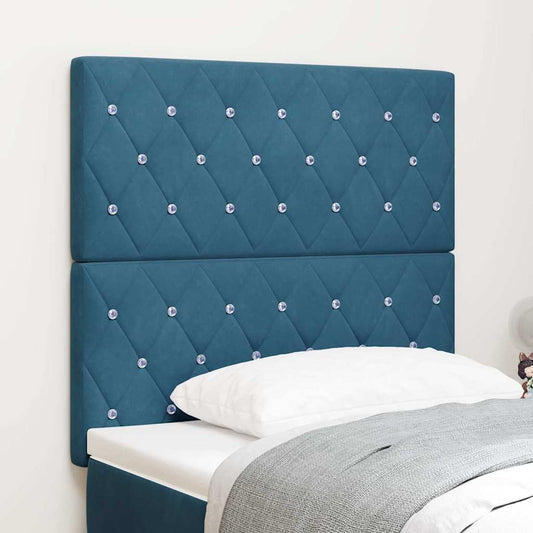 Led Sengegavl Med Led -strimmellys Argyle Mørkeblå 100 Cm Fløjl - Hovedbillede