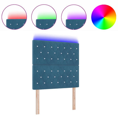 Led Sengegavl Med Led -strimmellys Argyle Mørkeblå 100 Cm Fløjl - Billede 3