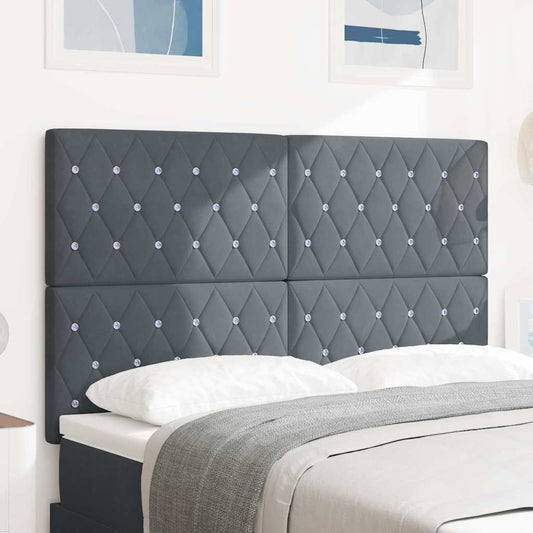 Led Sengegavl Med Led -strimmellys Argyle Mørkegrå 80 Cm Fløjl - Hovedbillede