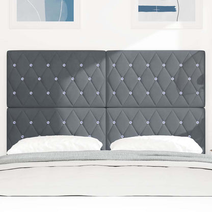 Led Sengegavl Med Led -strimmellys Argyle Mørkegrå 80 Cm Fløjl - Billede 4