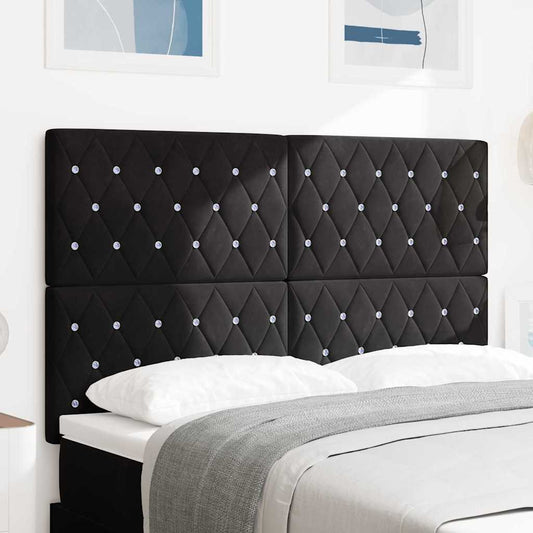 Led Sengegavl Med Led -strimmellys Argyle Sort 80 Cm Fløjl - Hovedbillede