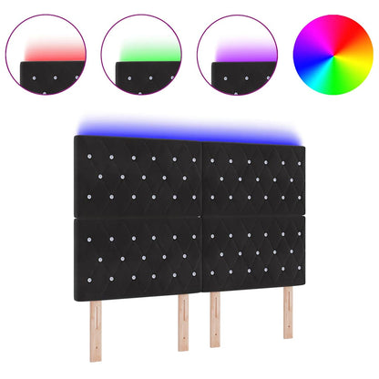 Led Sengegavl Med Led -strimmellys Argyle Sort 80 Cm Fløjl - Billede 3
