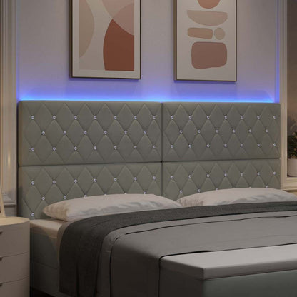 Led Sengegavl Med Led -strimmellys Argyle Lysegrå 100 Cm Fløjl - Billede 5