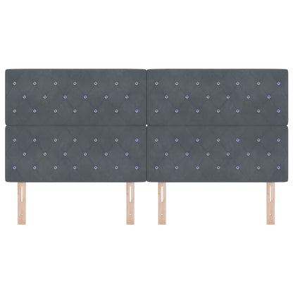 Led Sengegavl Med Led -strimmellys Argyle Mørkegrå 100 Cm Fløjl - Billede 6