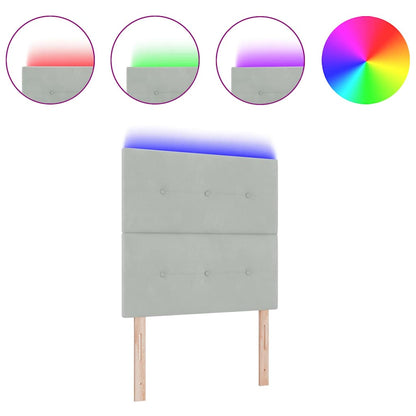 Hovedgærde Med Led -strimmellys Lysegrå 80 Cm Fløjl - Billede 3