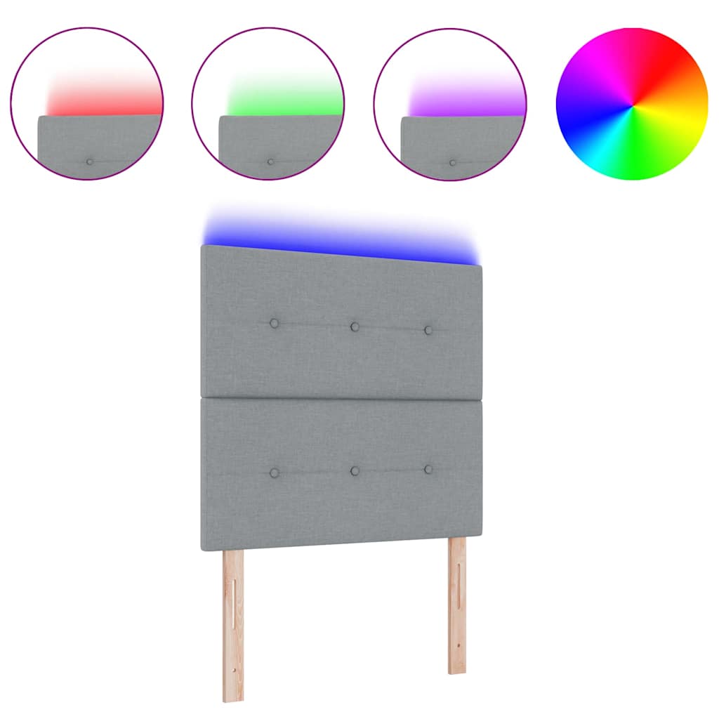 Led Sengegavl Med Led -strimmellys Manuel Lysegrå 100 Cm Stof - Billede 3