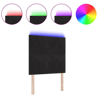 Hovedgærde Med Led -strimmellys Indstillelig Sort 100 Cm Fløjl - Billede 3