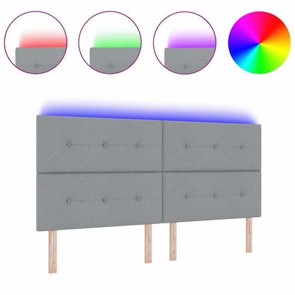 Led Sengegavl Med Led -strimmellys Lysegrå 200 Cm Stof - Billede 3