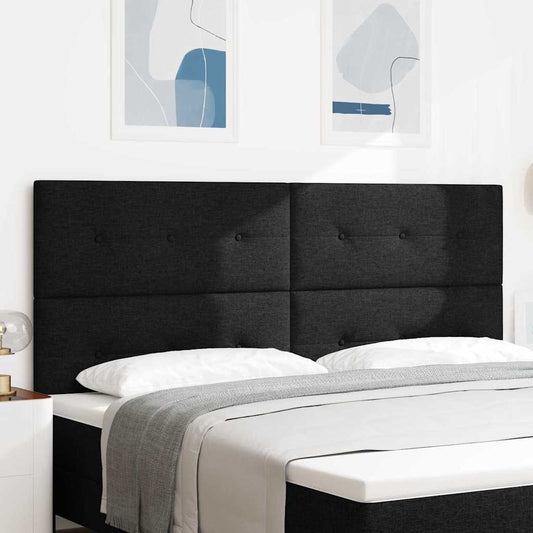 Led Sengegavl Med Led -strimmellys Sort 200 Cm Stof - Hovedbillede