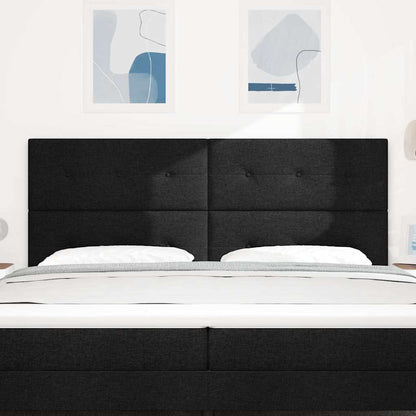 Led Sengegavl Med Led -strimmellys Sort 200 Cm Stof - Billede 4
