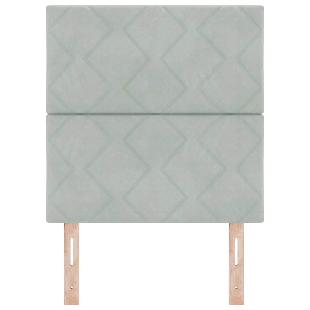 Led-sengegavl Med Led -strimmellys Lysegrå 80 Cm Fløjl - Billede 6