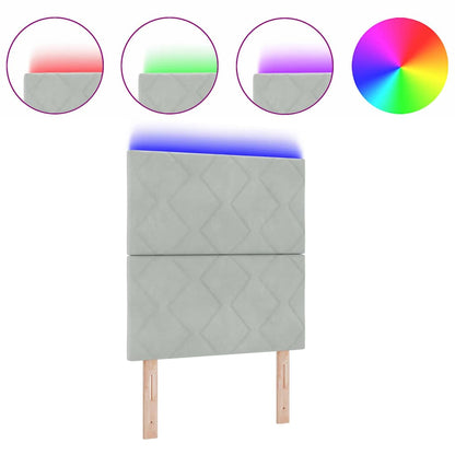 Led-sengegavl Med Led -strimmellys Lysegrå 80 Cm Fløjl - Billede 3