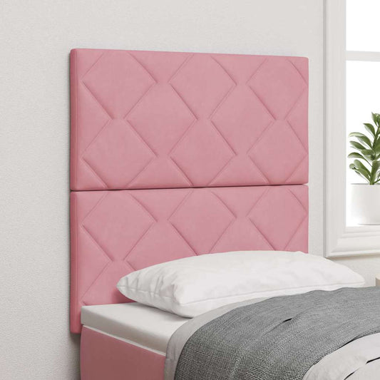 Led-sengegavl Med Led -strimmellys Lyserød 80 Cm Fløjl - Hovedbillede