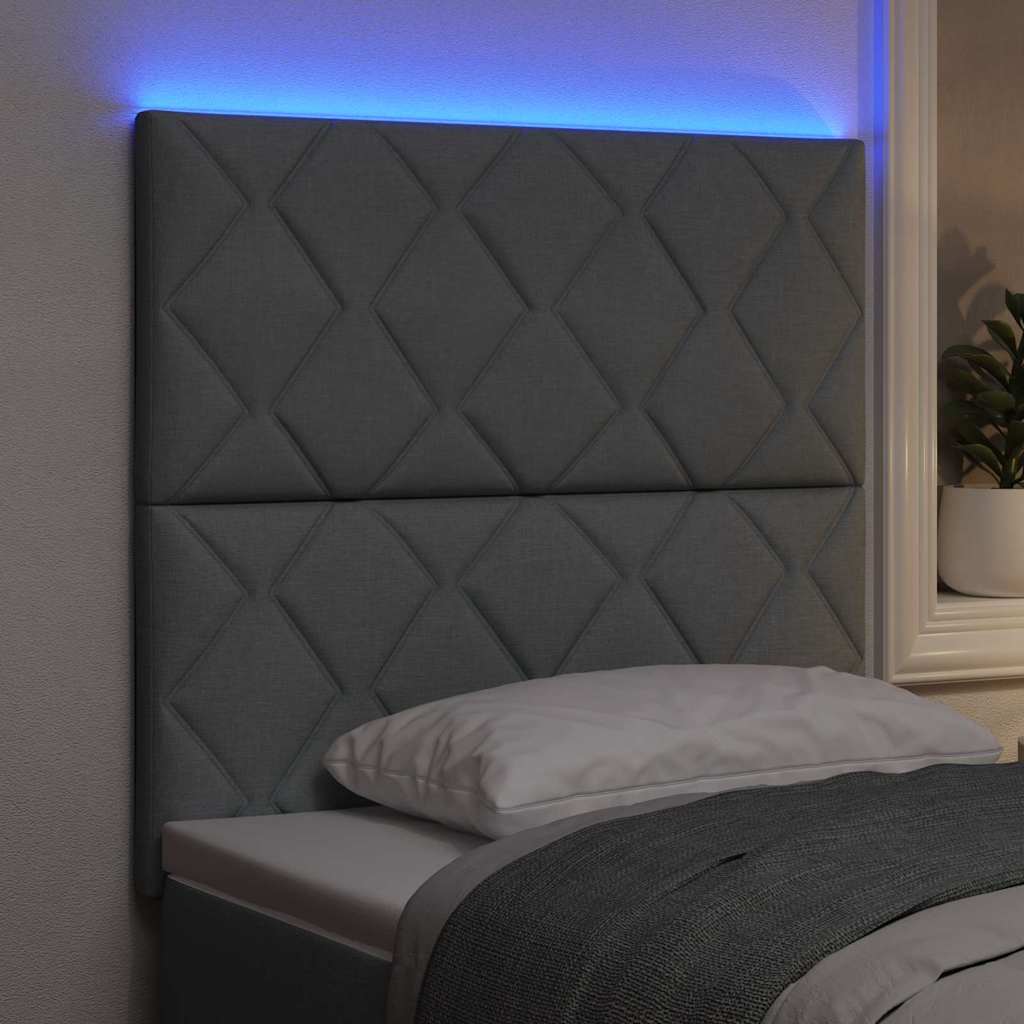 Hovedgærde Med Led -strimmellys Lysegrå 100 Cm Stof - Billede 5
