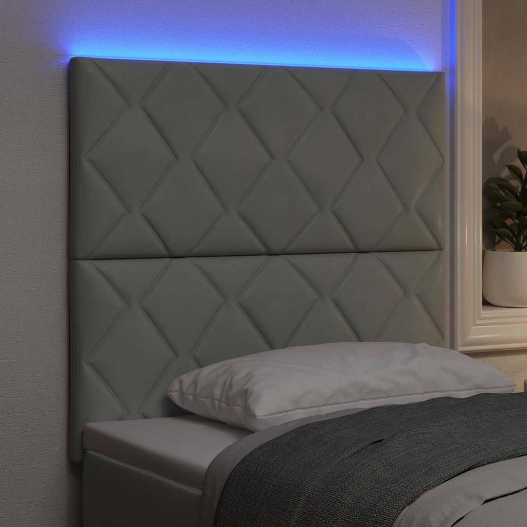 Led-sengegavl Med Led -strimmellys Lysegrå 100 Cm Fløjl - Billede 5