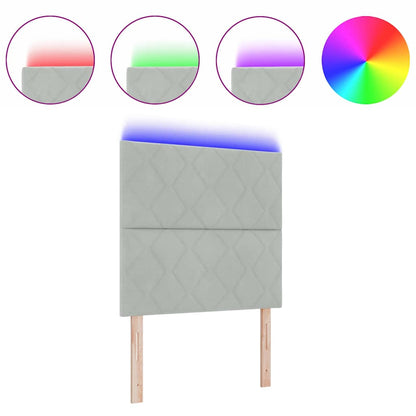 Led-sengegavl Med Led -strimmellys Lysegrå 100 Cm Fløjl - Billede 3