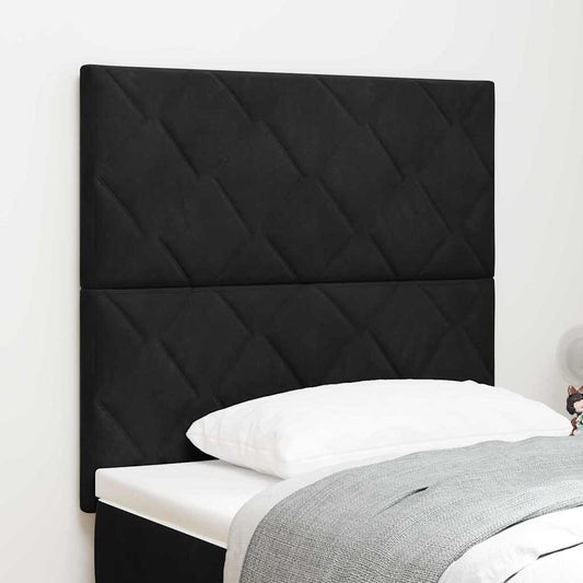 Led-sengegavl Med Led -strimmellys Geometrisk Sort 100 Cm Fløjl - Hovedbillede
