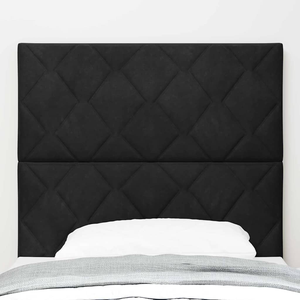 Led-sengegavl Med Led -strimmellys Geometrisk Sort 100 Cm Fløjl - Billede 4
