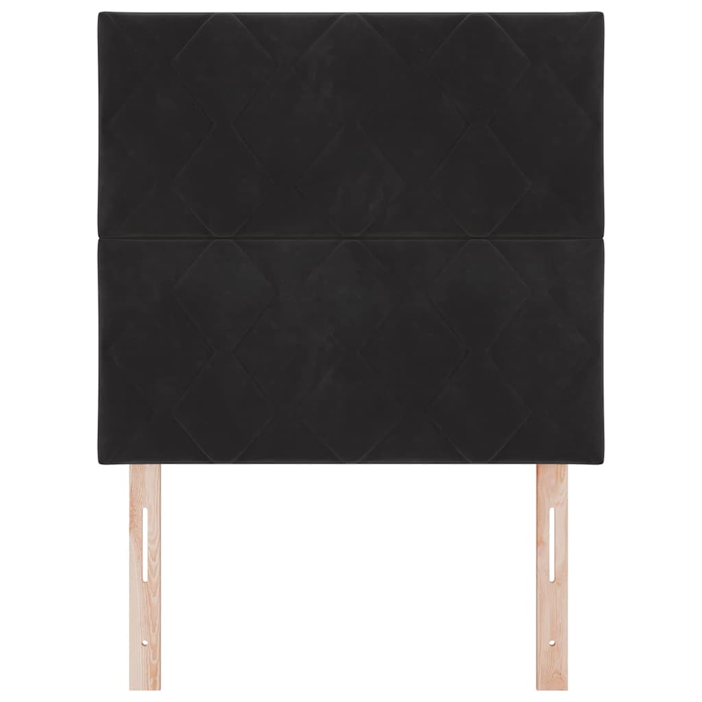 Led-sengegavl Med Led -strimmellys Geometrisk Sort 100 Cm Fløjl - Billede 6