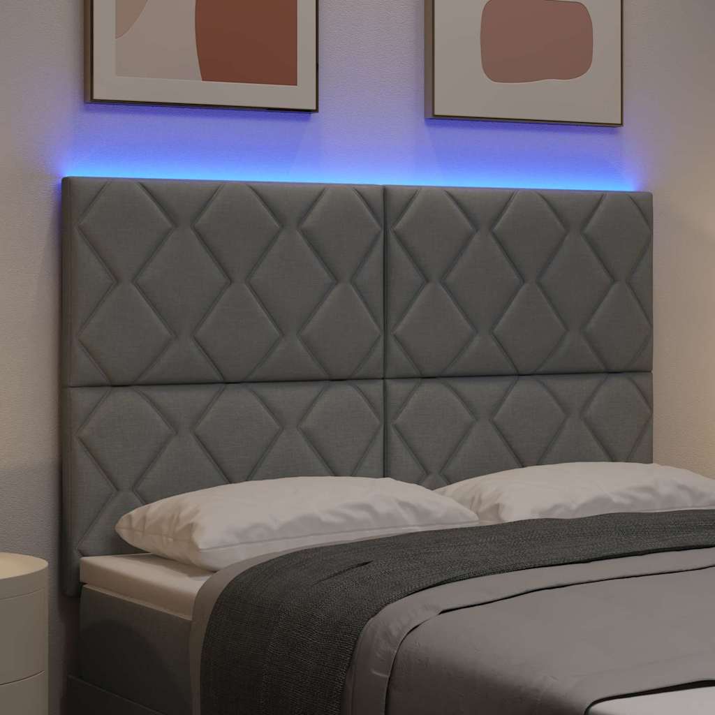 Hovedgærde Med Led -strimmellys Lysegrå 144 Cm Stof - Billede 5