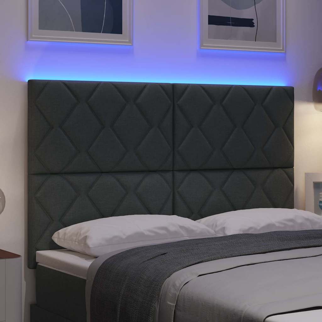 Hovedgærde Med Led -strimmellys Med Hovedgærde Grå 144 Cm Stof - Billede 5