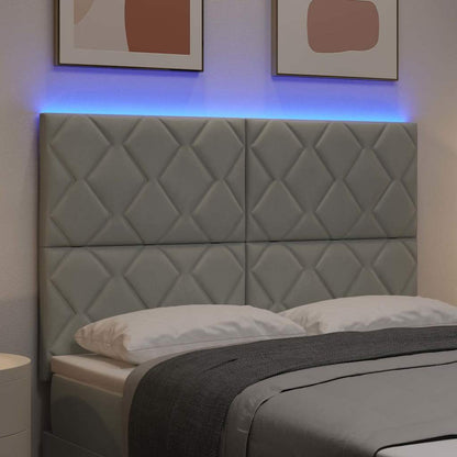 Led-sengegavl Med Led -strimmellys Lysegrå 144 Cm Fløjl - Billede 5