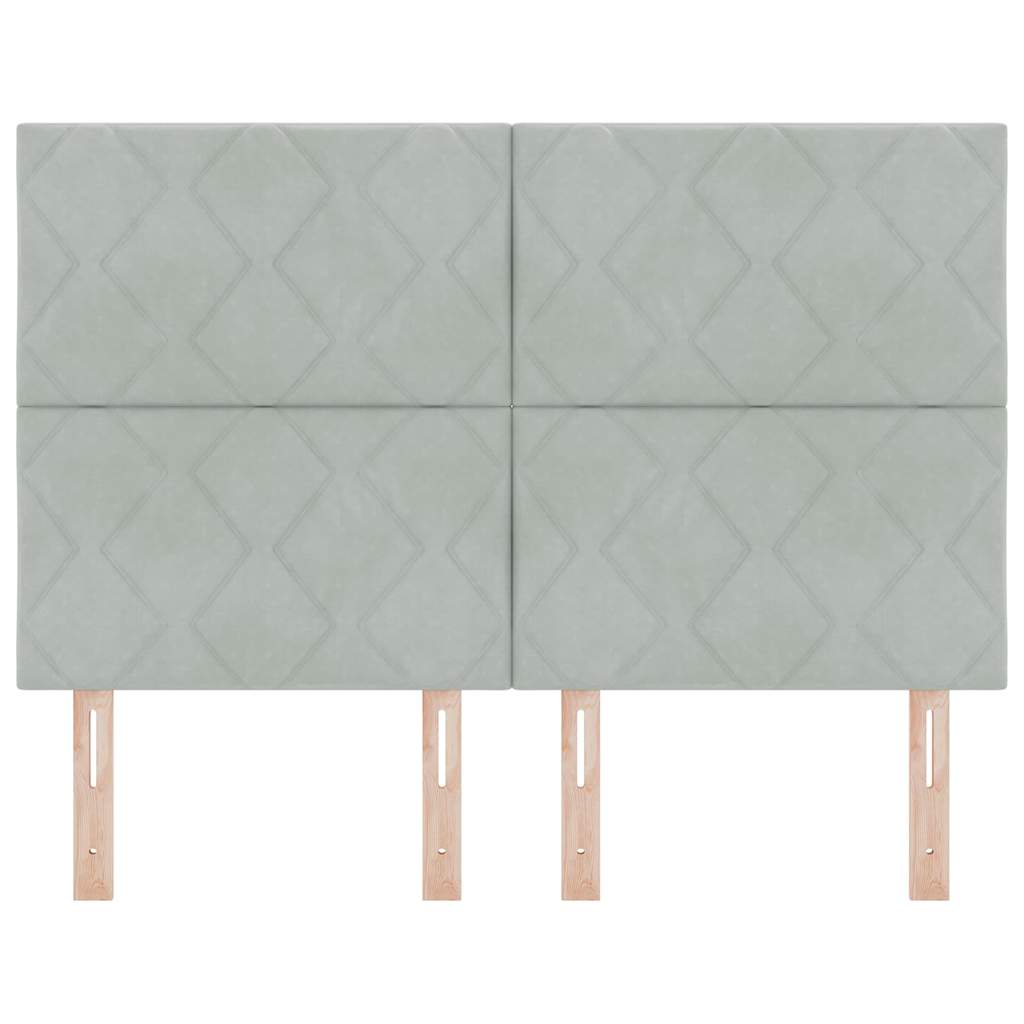 Led-sengegavl Med Led -strimmellys Lysegrå 144 Cm Fløjl - Billede 6
