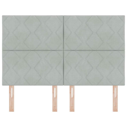 Led-sengegavl Med Led -strimmellys Lysegrå 144 Cm Fløjl - Billede 6
