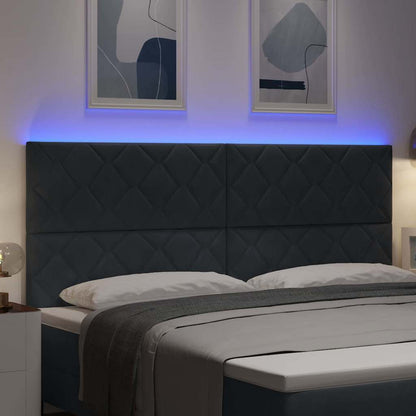 Led-sengegavl Med Led -strimmellys Mørkegrå 200 Cm Fløjl - Billede 4
