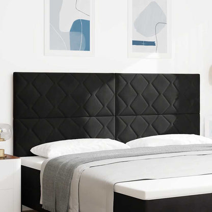 Led-sengegavl Med Led -strimmellys Geometrisk Sort 200 Cm Fløjl - Hovedbillede