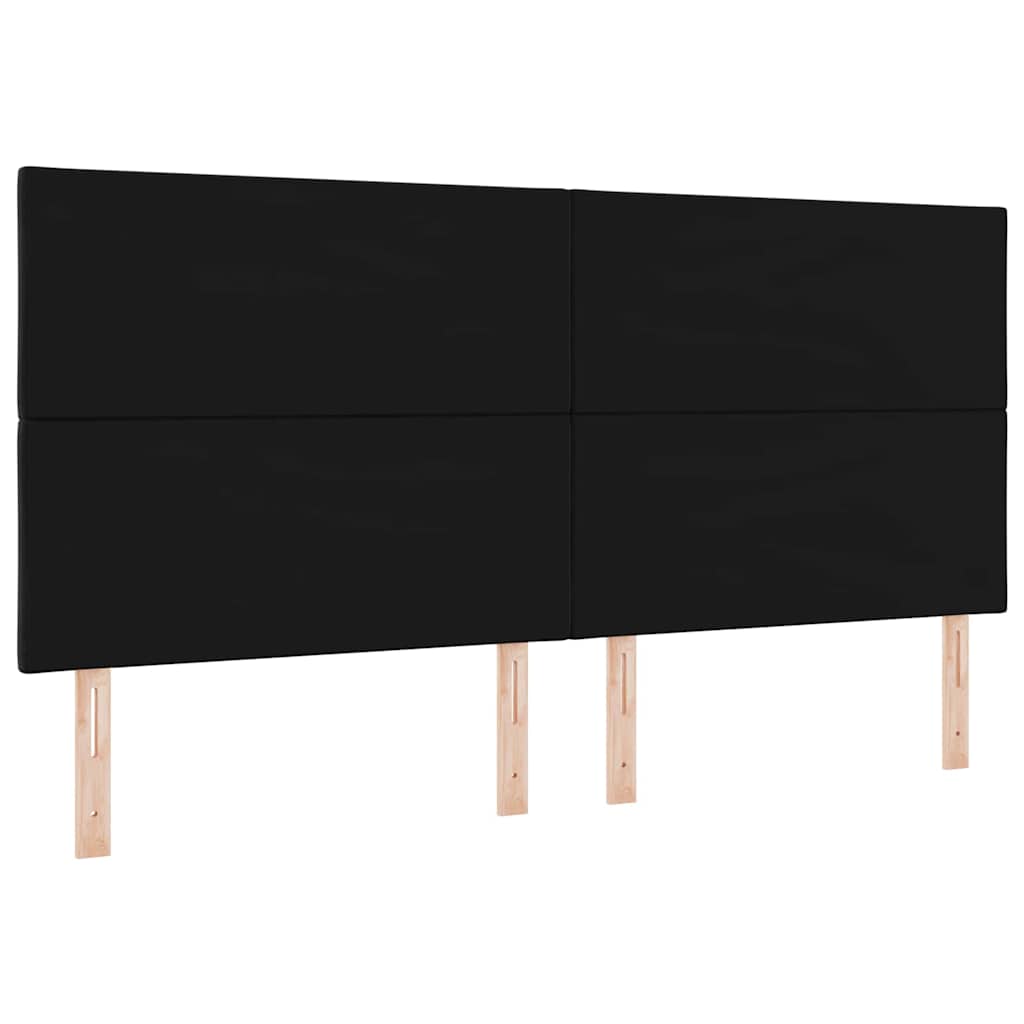 Led-sengegavl Med Led -strimmellys Geometrisk Sort 200 Cm Fløjl - Billede 8