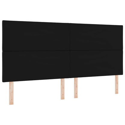Led-sengegavl Med Led -strimmellys Geometrisk Sort 200 Cm Fløjl - Billede 8