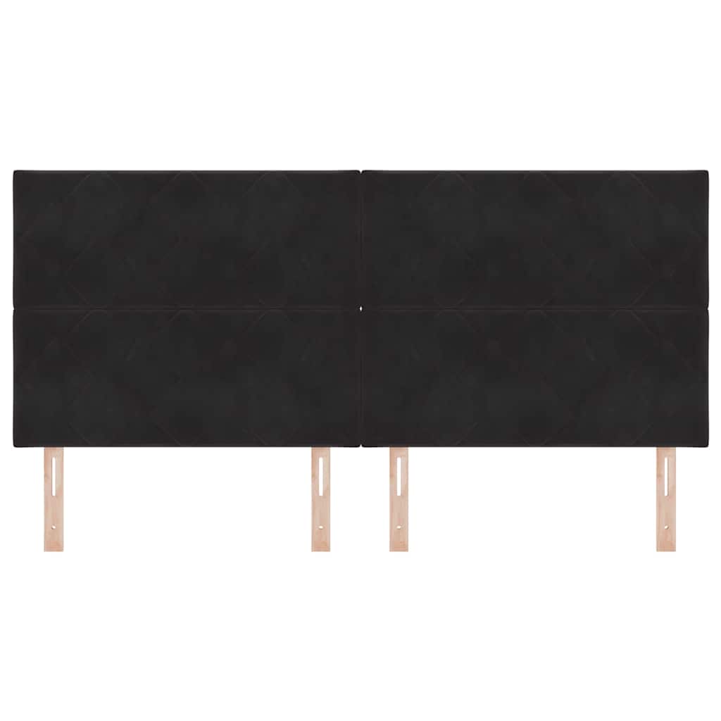 Led-sengegavl Med Led -strimmellys Geometrisk Sort 200 Cm Fløjl - Billede 6