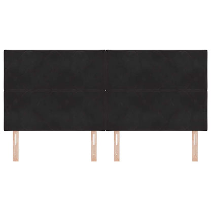 Led-sengegavl Med Led -strimmellys Geometrisk Sort 200 Cm Fløjl - Billede 6