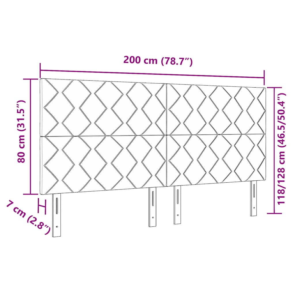 Led-sengegavl Med Led -strimmellys Geometrisk Sort 200 Cm Fløjl - Billede 11