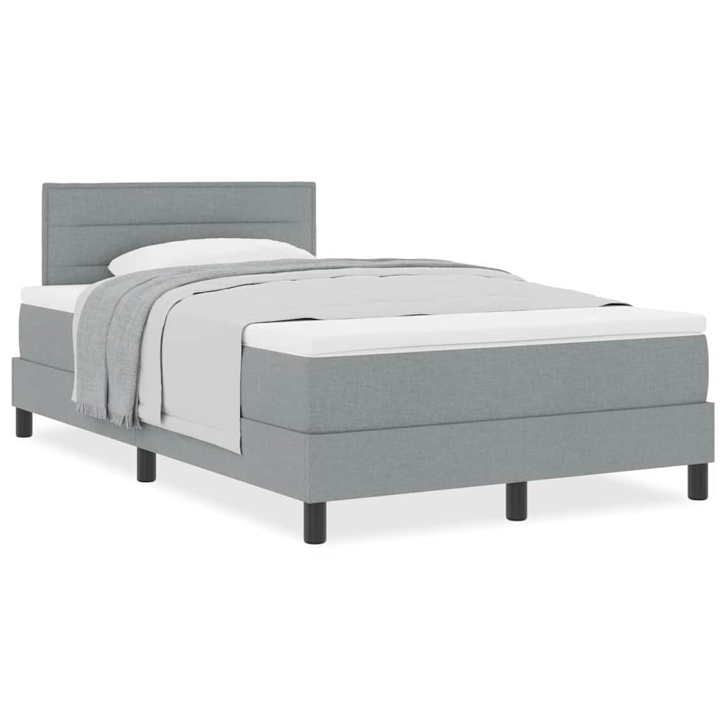 Boxmadras Med Topmadras Med Madras Lysegrå 120 X 190 Cm Stof - Billede 4