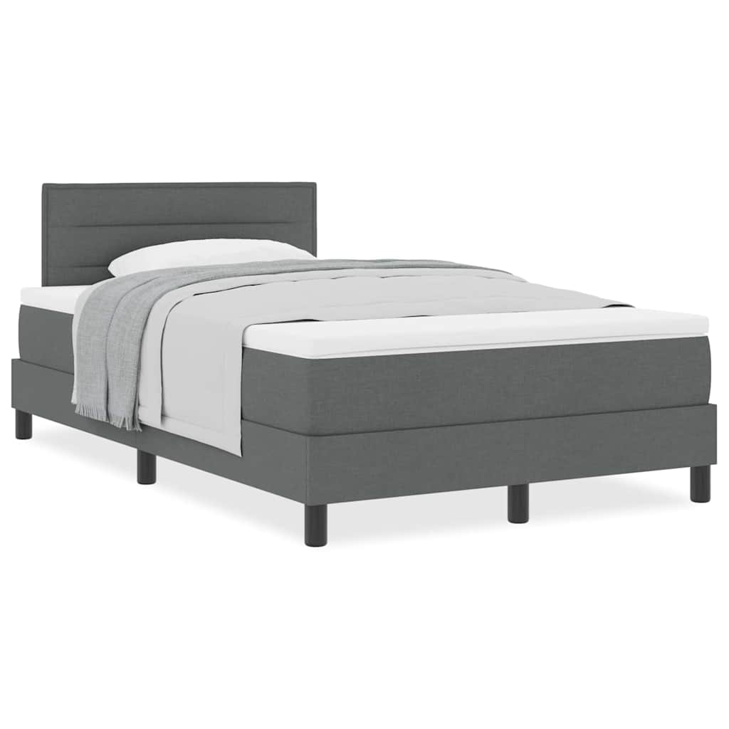 Boxmadras Med Topmadras Med Madras Mørkegrå 120 X 190 Cm Stof - Billede 4