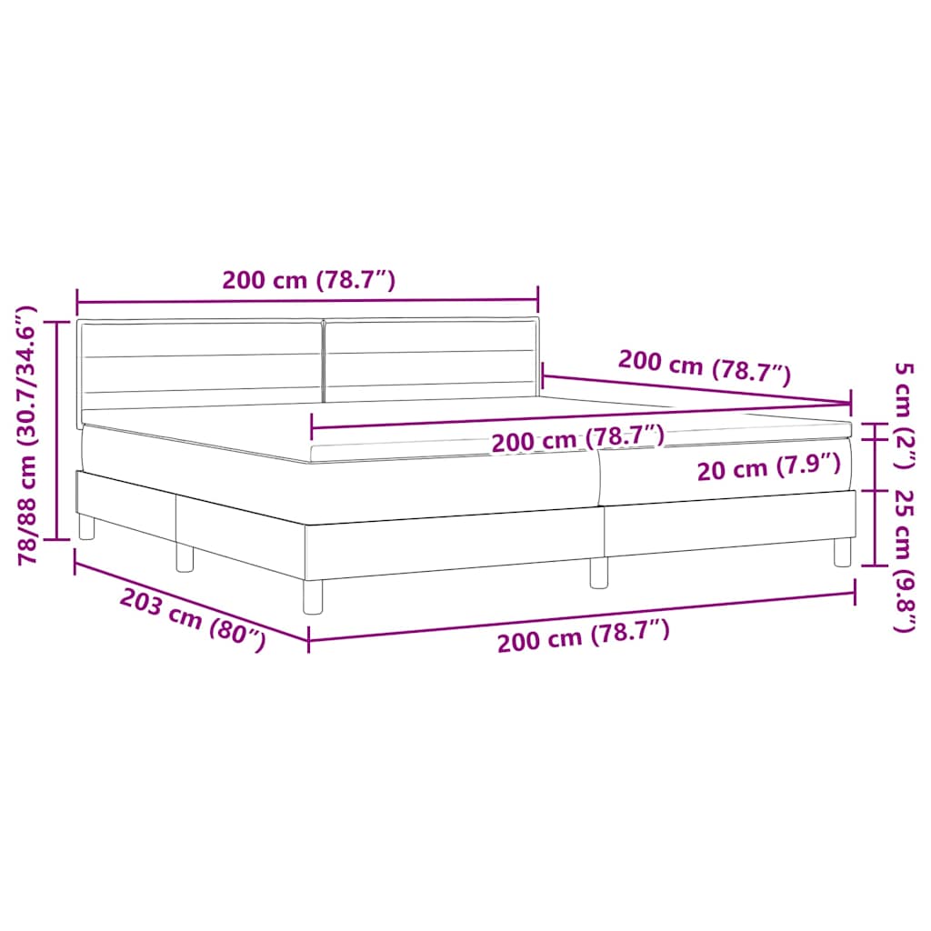 Boxmadras Med Topmadras Med Madras Sort 200 X 200 Cm Stof - Billede 13