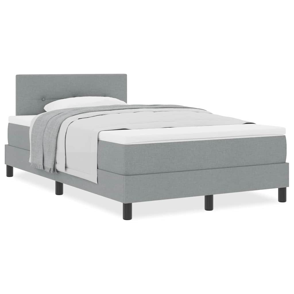 Boxmadras Med Topmadras Med Madras Lysegrå 120 X 190 Cm Stof - Billede 4